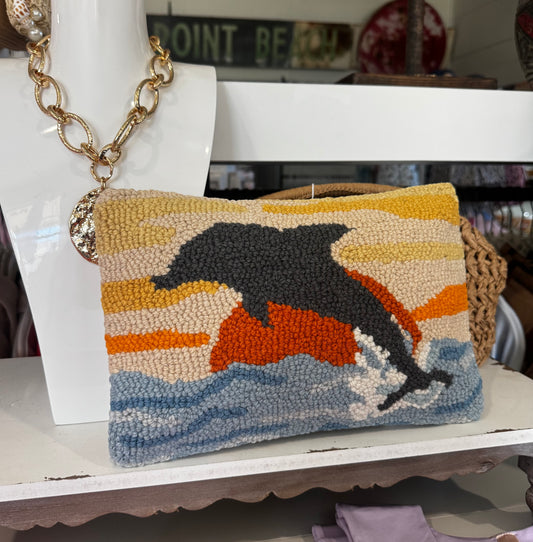 DOLPHIN IN SUNSET HOOK PILLOW