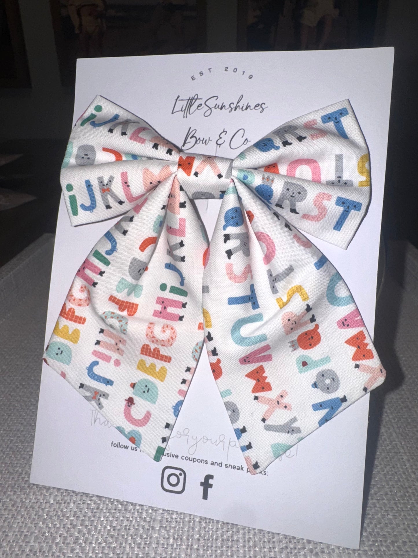 White ABC's Large Sailor Bow