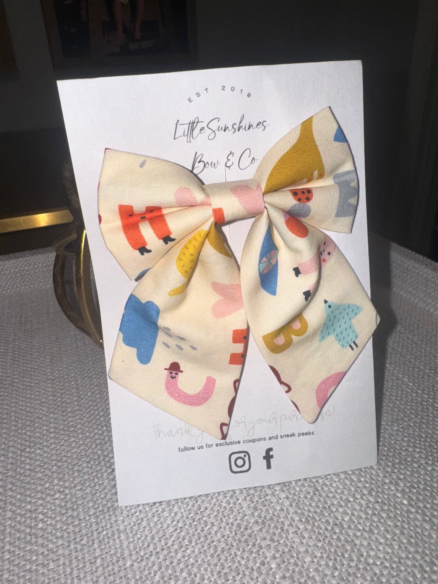 Cream ABC's Small Sailor Bow