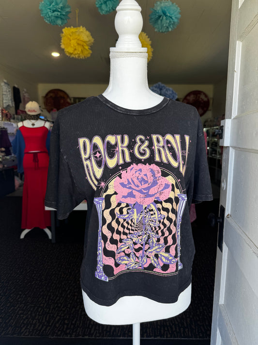 ROCK & ROLL CROPPED TEE - SIZE SMALL