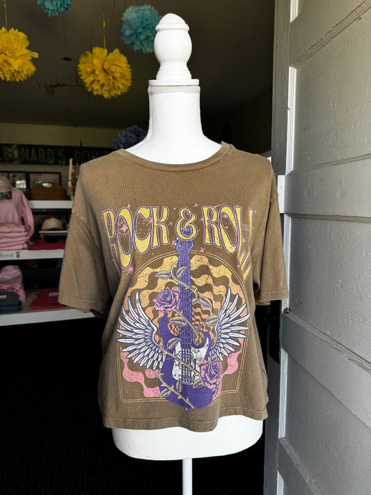 ROCK & ROLL CROPPED TEE - SIZE MEDIUM