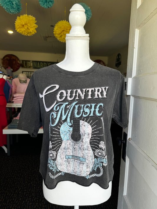 COUNTRY MUSIC CROPPED TEE - SIZE MEDIUM