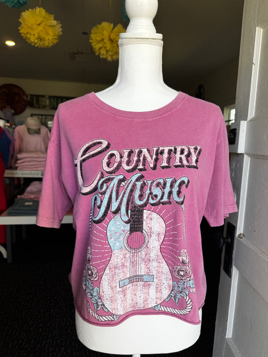 COUNTRY MUSIC CROPPED TEE - SIZE LARGE