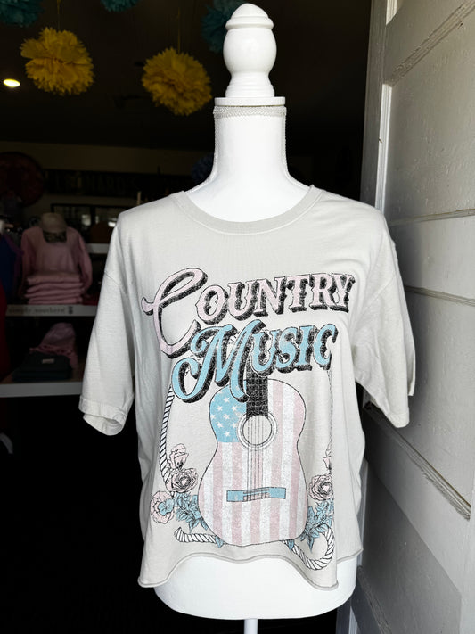 COUNTRY MUSIC CROPPED TEE - SIZE LARGE