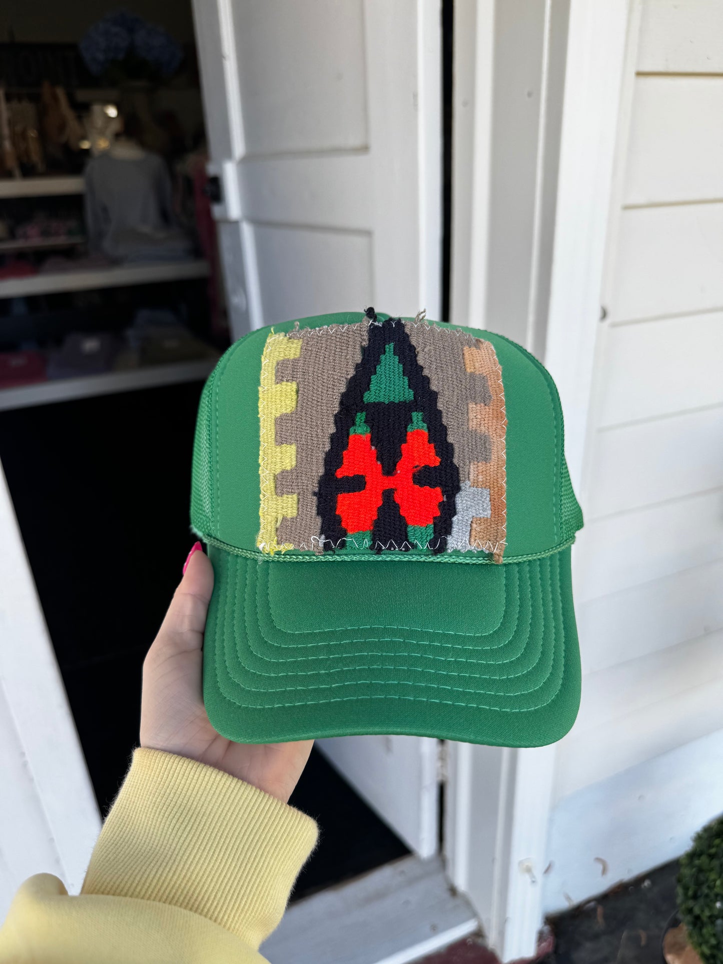 ORIJINAL GREEN ABSTRACT TRUCKER HAT