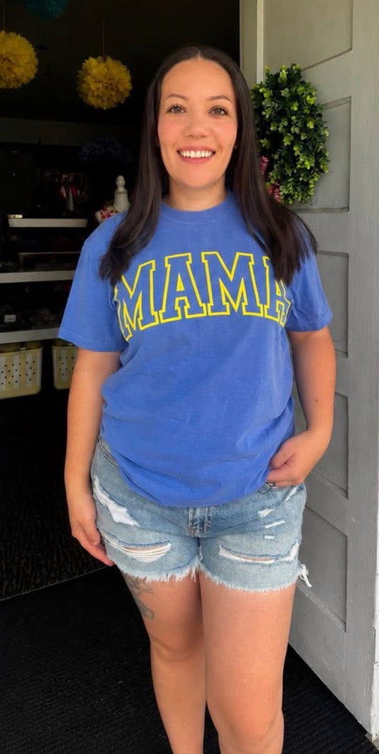 MAMA TEE IN BLUE/YELLOW