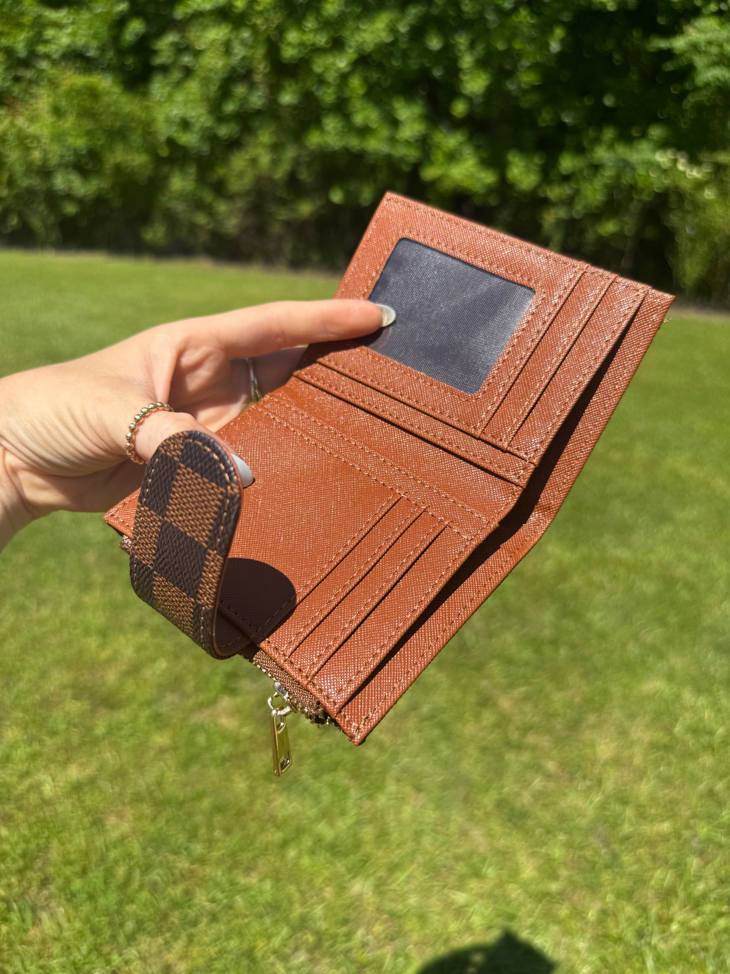 Checkered Wallet - Brown