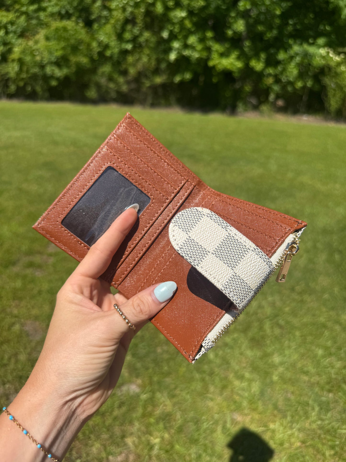 Checkered Wallet - Ivory