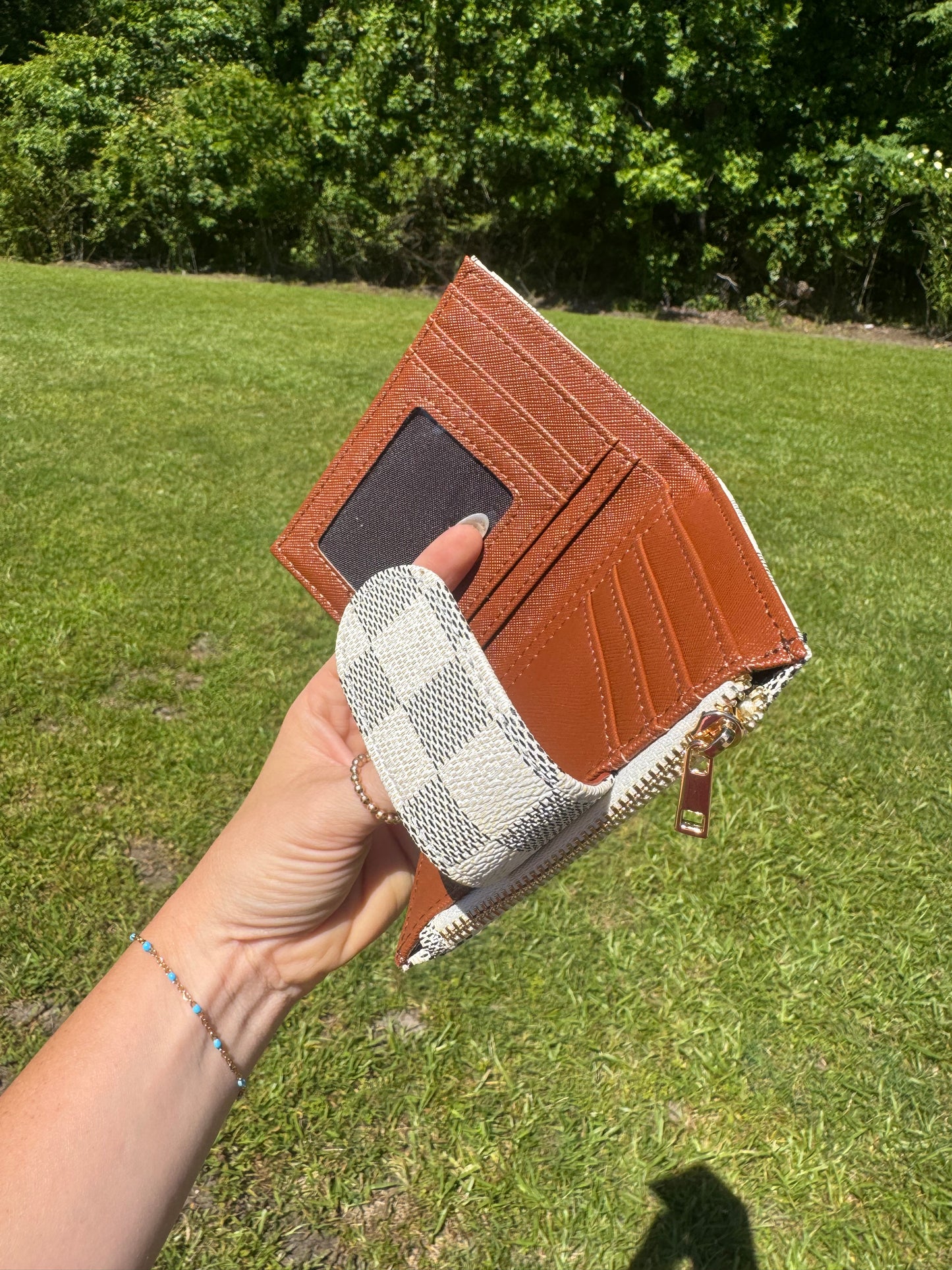 Checkered Wallet - Ivory