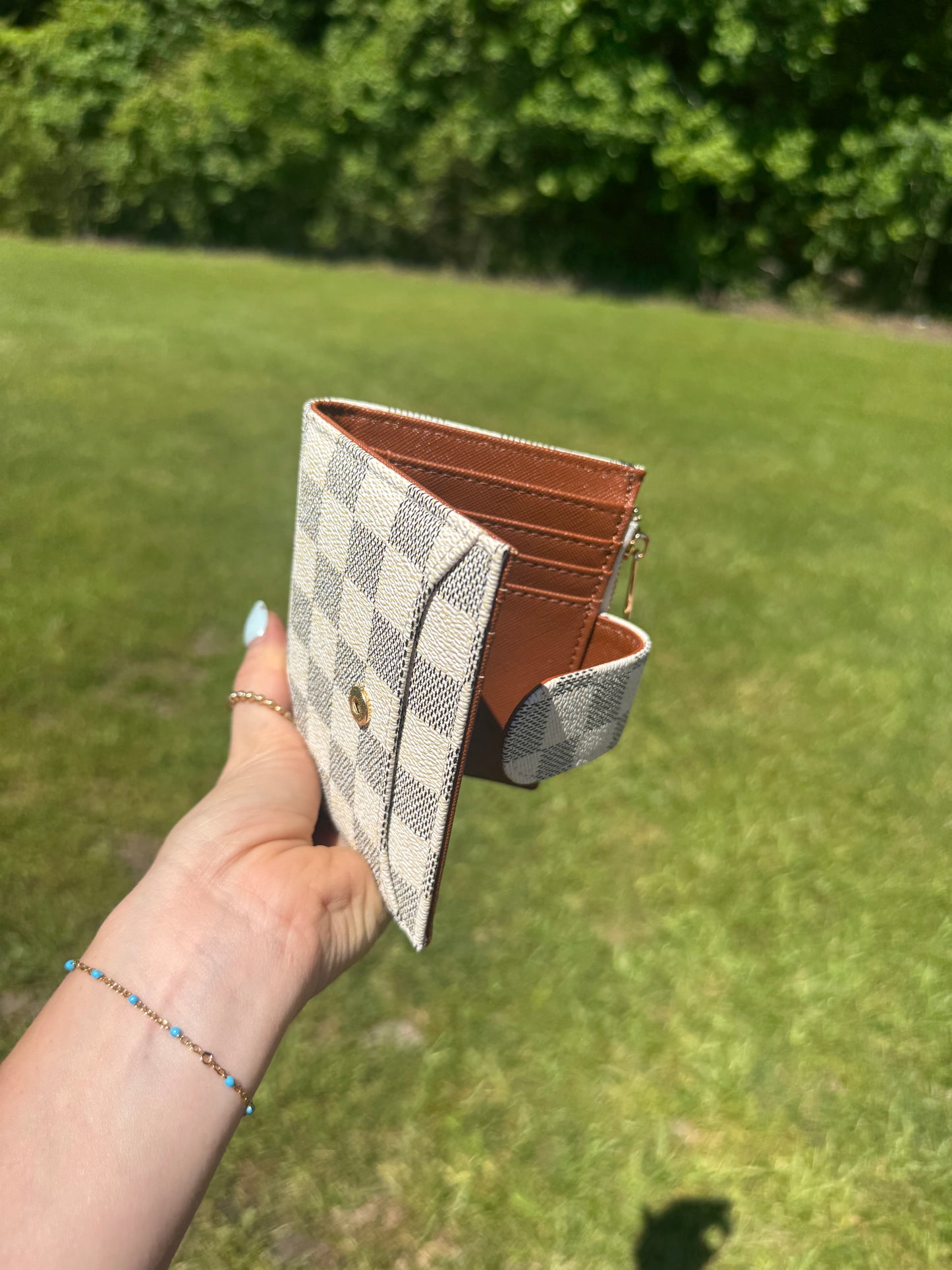 Checkered Wallet - Ivory