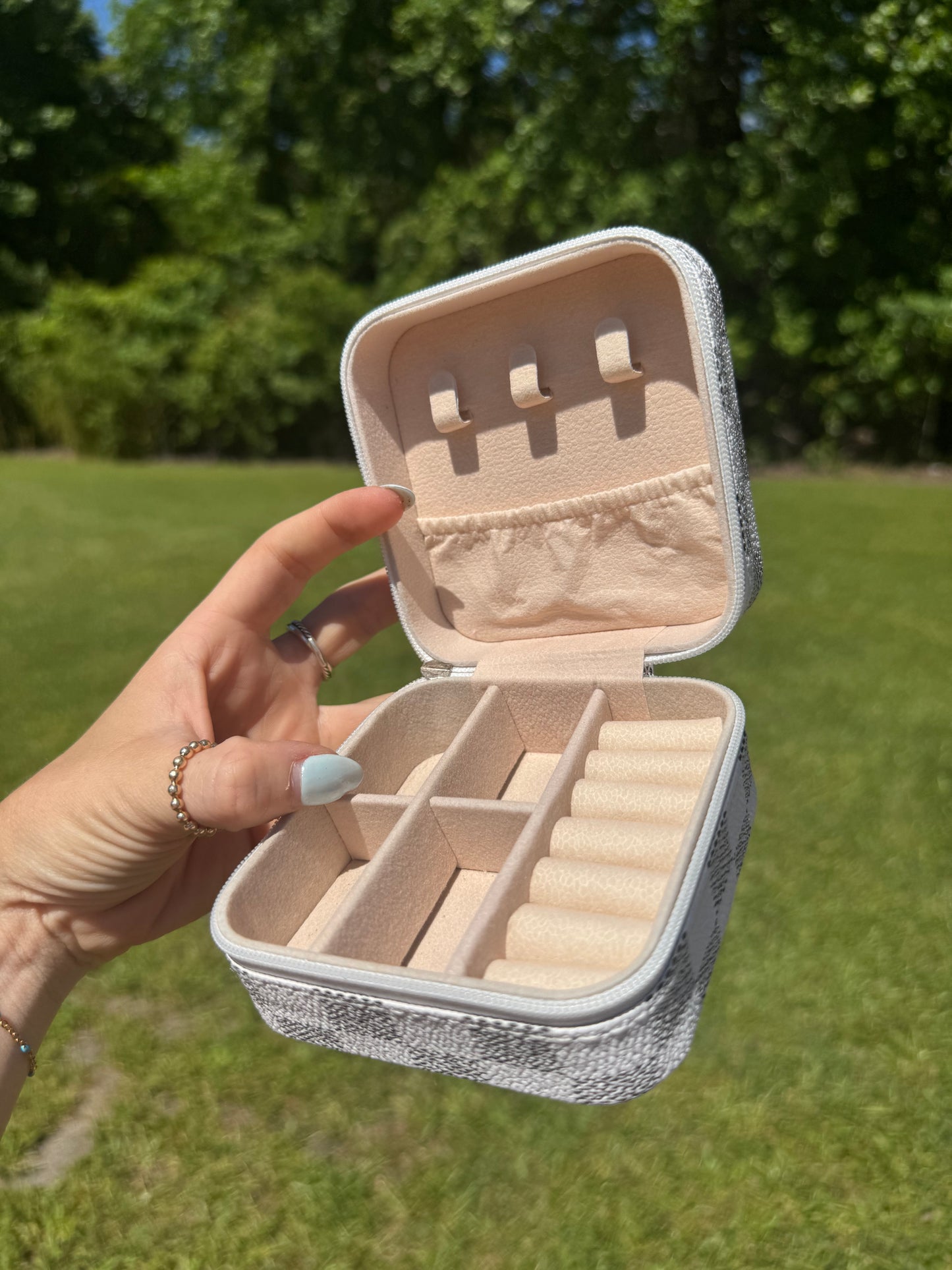 Checkered Jewelry Box - Ivory