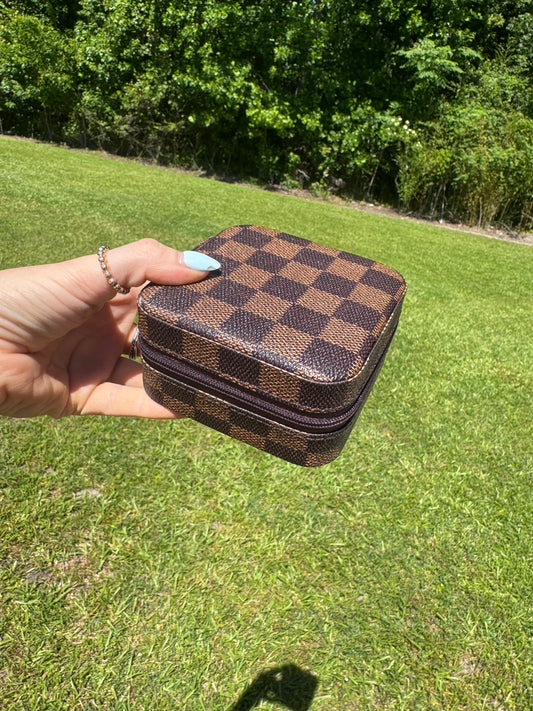 Checkered Jewelry Box - Brown