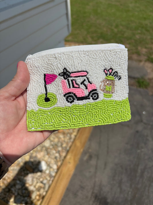 GOLF CART BEADED POUCH
