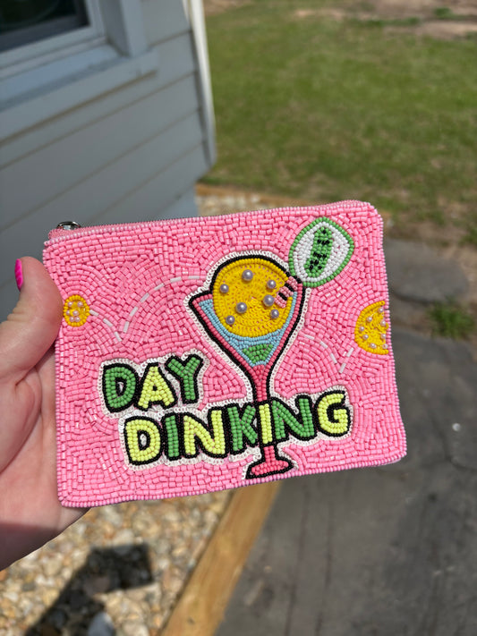 DAY DRINKING BEADED POUCH