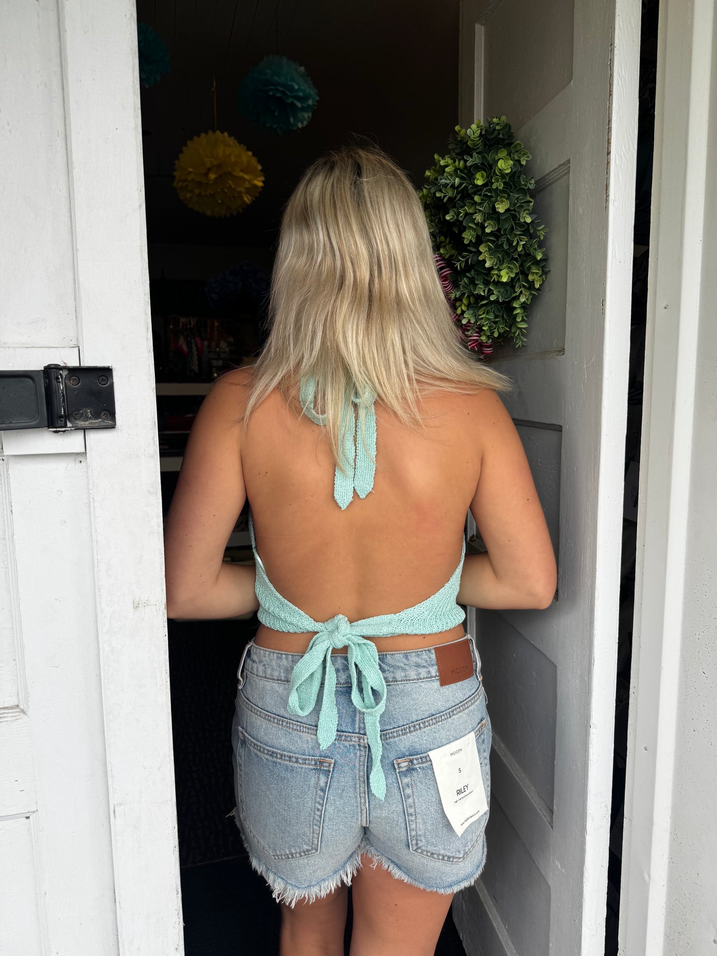 COASTAL MINT HALTER TOP