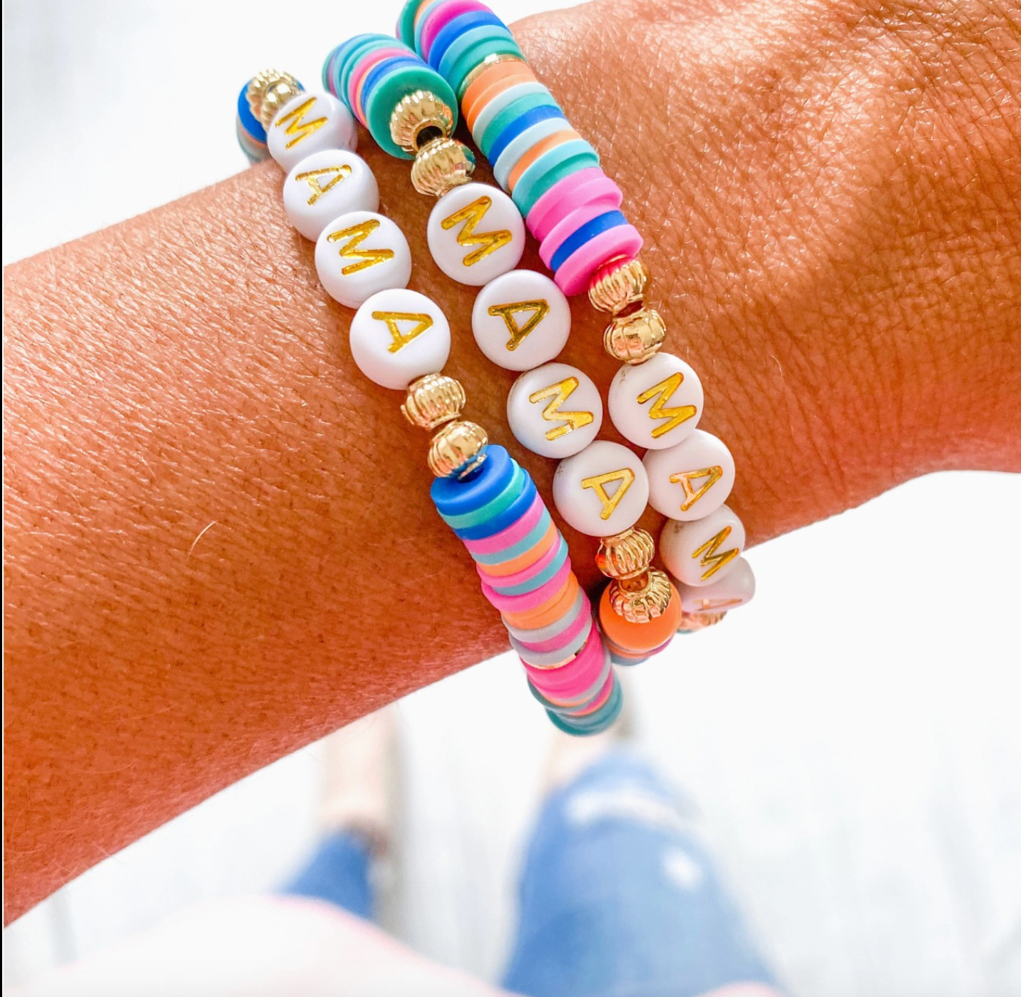 MAMA Pinks, Blues, and Orange Heishi Bracelet