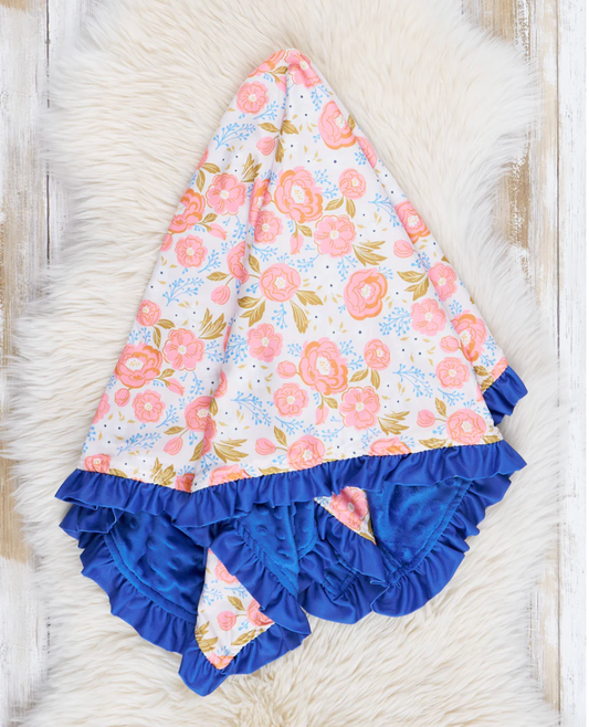 Coral & Blue Garden Blanket