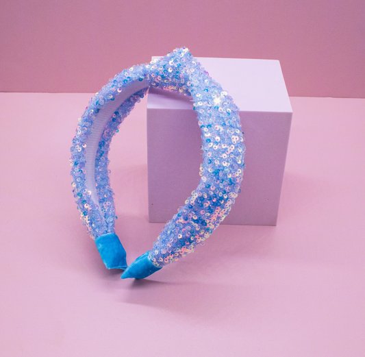 Blue Sequin Kids Knot Headband