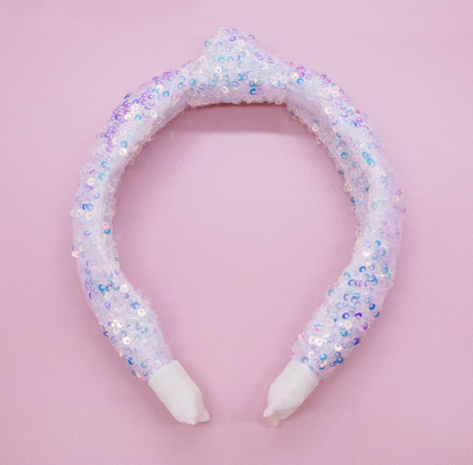 White Sequin Kids Knot Headband