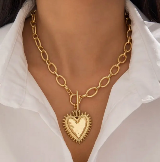 SPIKED HEART NECKLACE