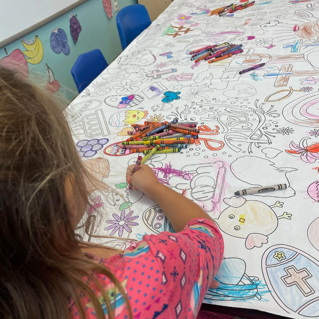 RELIGIOUS EASTER COLORING TABLECLOTH