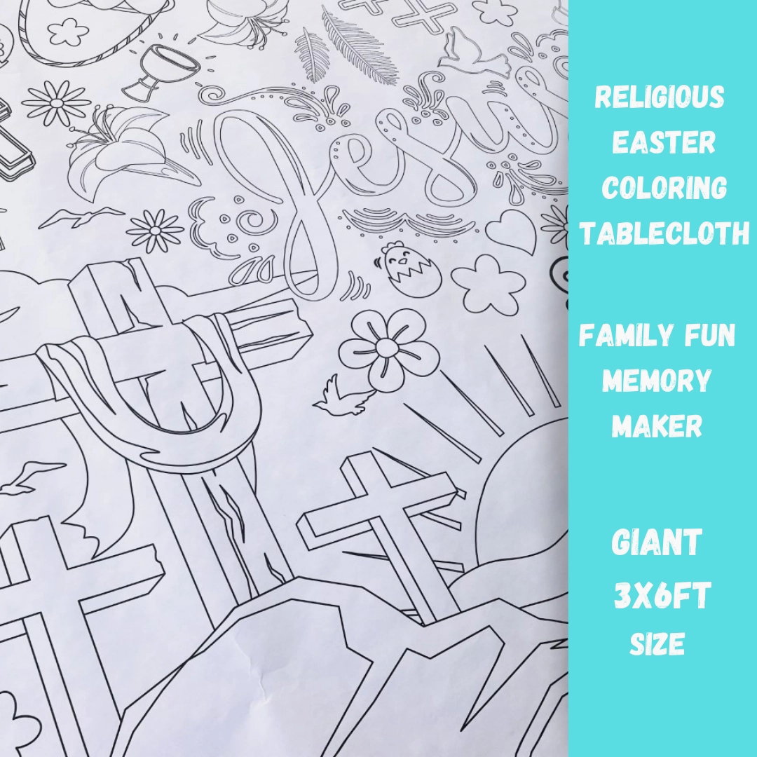 RELIGIOUS EASTER COLORING TABLECLOTH