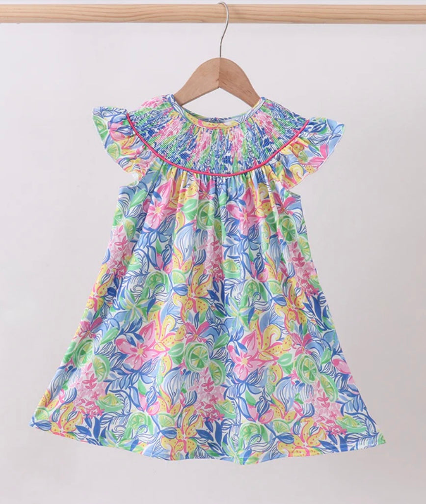 TROPICAL RUFFLE DRESS