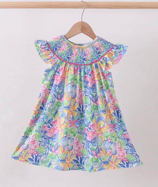 TROPICAL RUFFLE DRESS