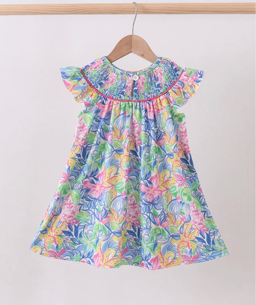 TROPICAL RUFFLE DRESS