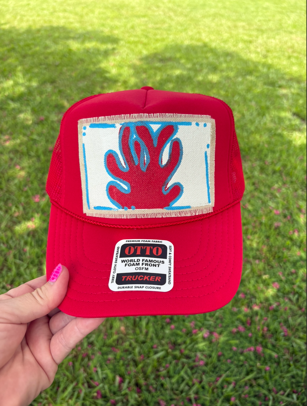 RED CORAL HAND PAINTED HAT