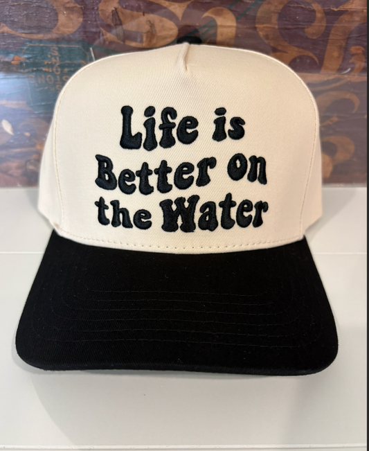 LIFE IS BETTER ON THE WATER HAT - BLACK