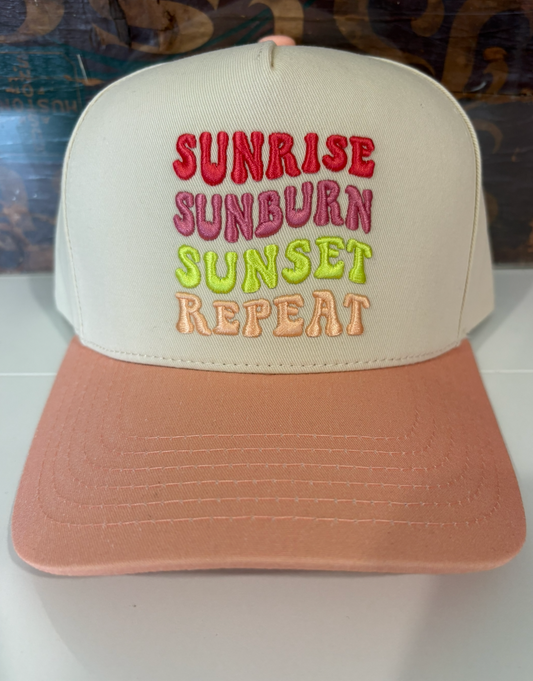 SUNRISE SUNBURN SUNSET REPEAT HAT