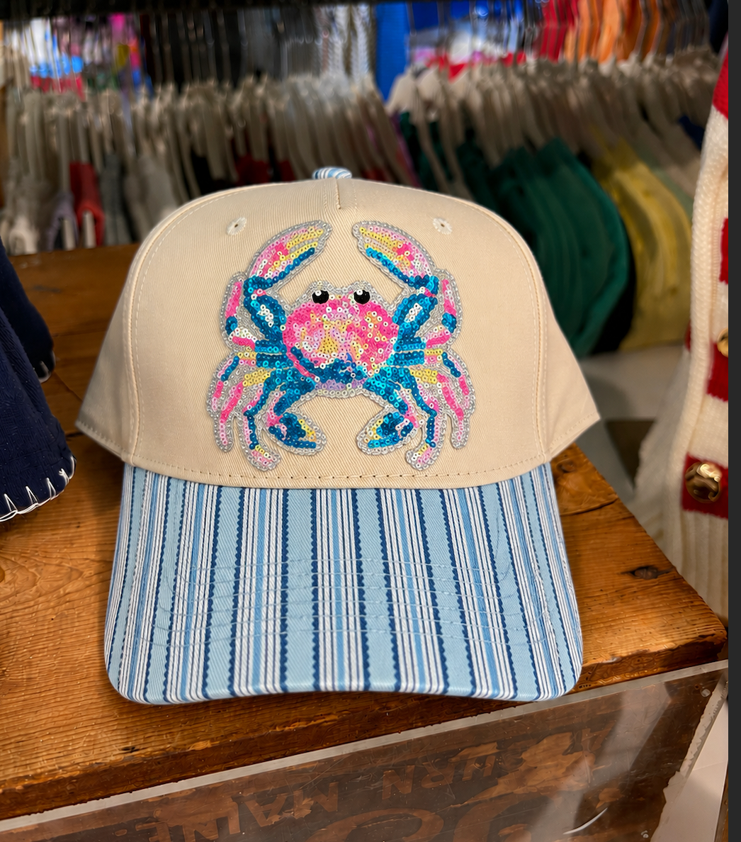 SEQUIN CRAB HAT - BLUE