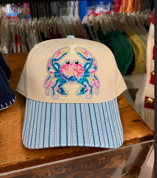 SEQUIN CRAB HAT - BLUE