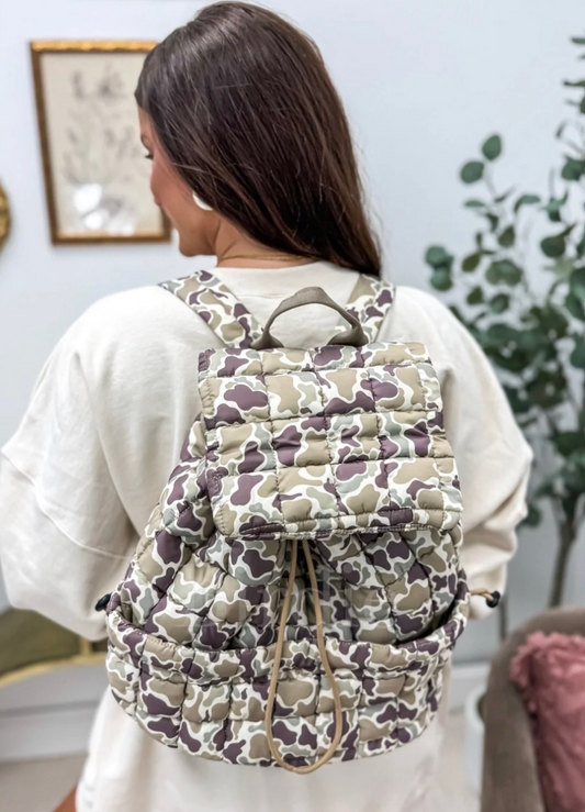 DUCK CAMO QUILTED BACKPACK