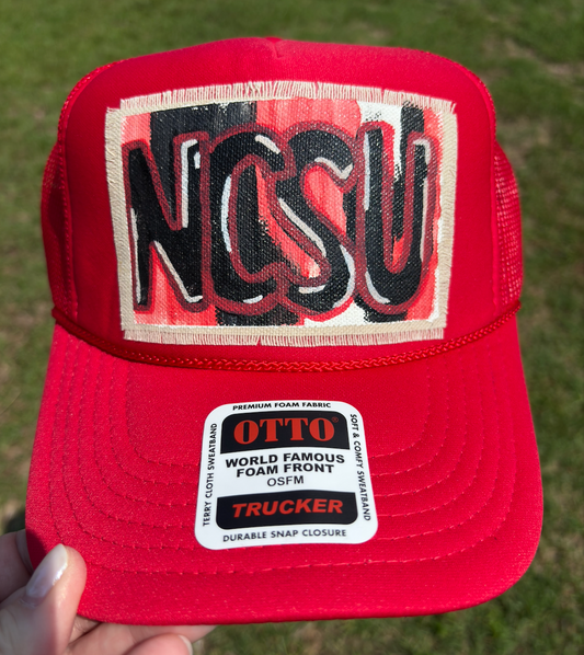 NCSU RED HAND PAINTED HAT