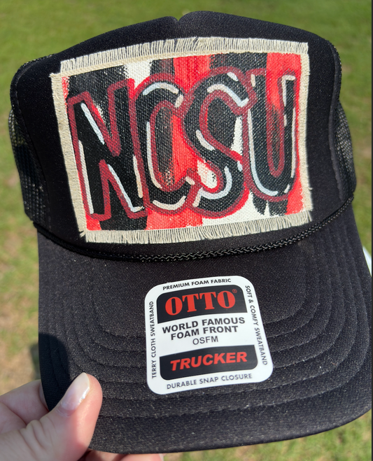 NCSU BLACK HAND PAINTED HAT