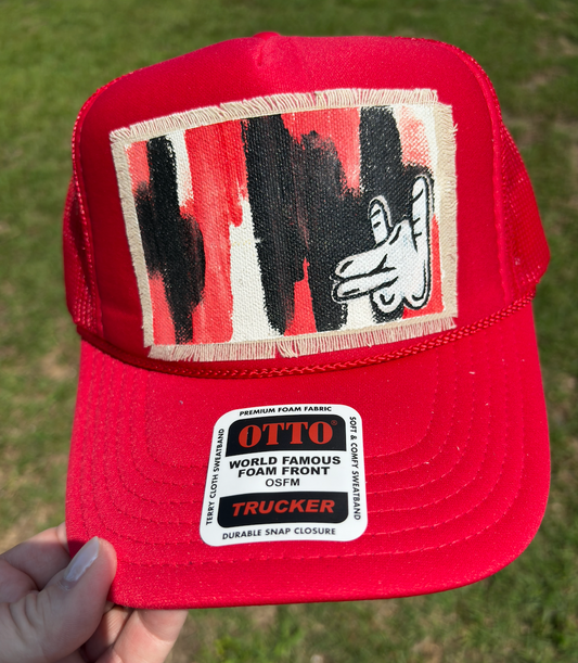 WOLFPACK RED HAND PAINTED HAT