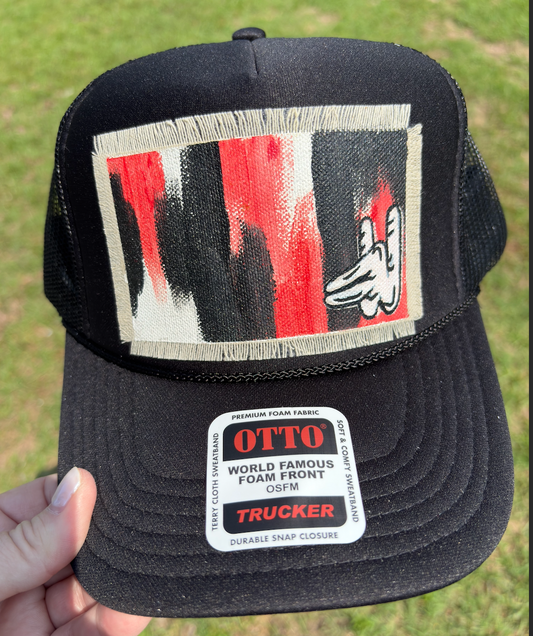 WOLFPACK BLACK HAND PAINTED HAT