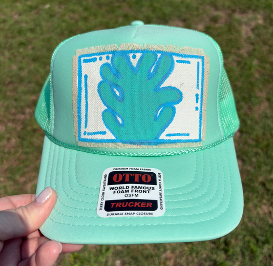 CORAL MINT HAND PAINTED HAT