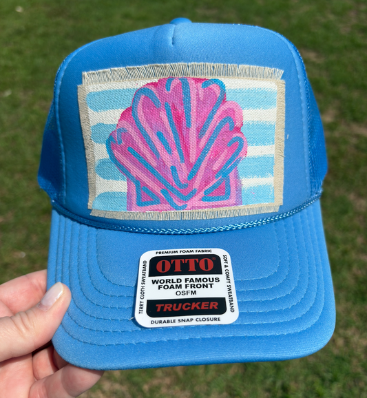 SHELL TURQUOISE HAND PAINTED HAT