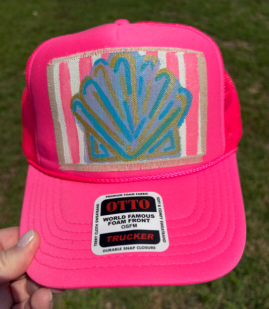 SHELL PINK HAND PAINTED HAT