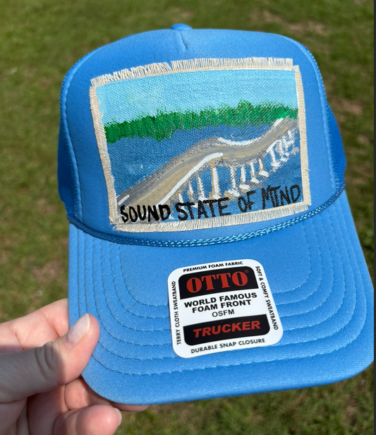 SOUND STATE OF MIND TURQUOISE HAND PAINTED HAT