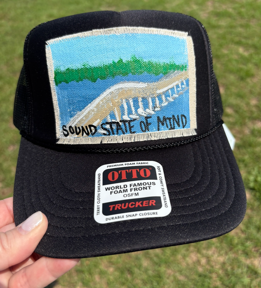SOUND STATE OF MIND BLACK HAND PAINTED HAT