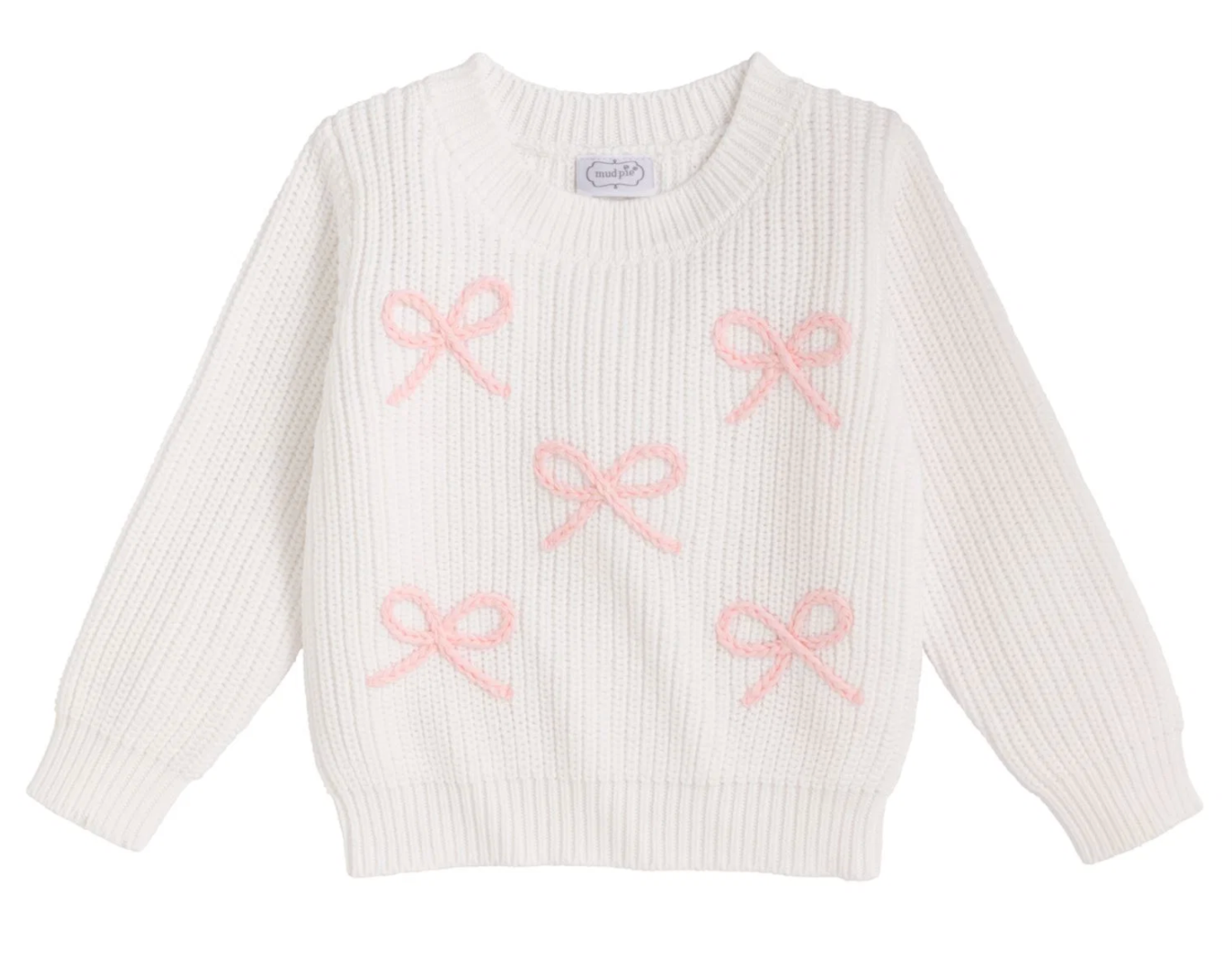 MUDPIE BOW CHAINSTITCH SWEATER