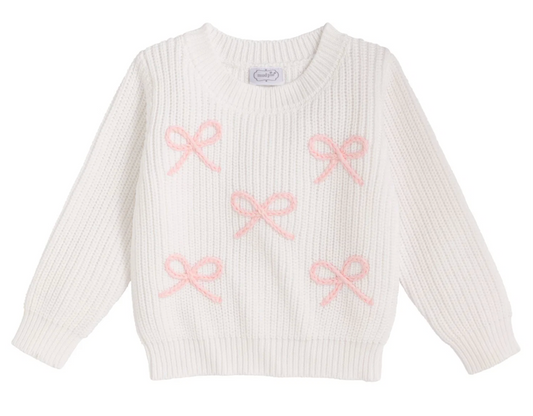 MUDPIE BOW CHAINSTITCH SWEATER