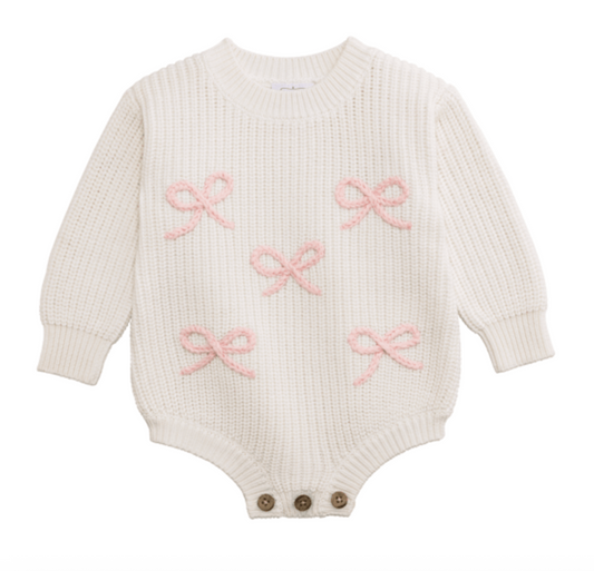 MUDPIE BOW CHAINSTITCH SWEATER BUBBLE