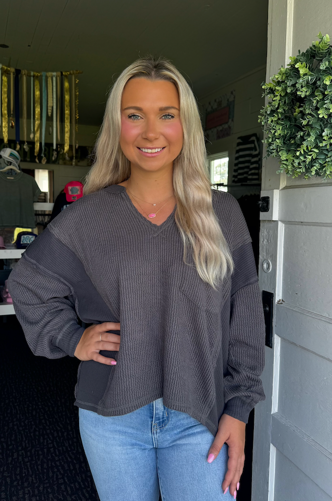 EASYGOING TOP IN CHARCOAL