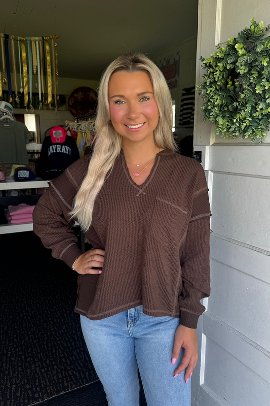 EASYGOING TOP IN BROWN