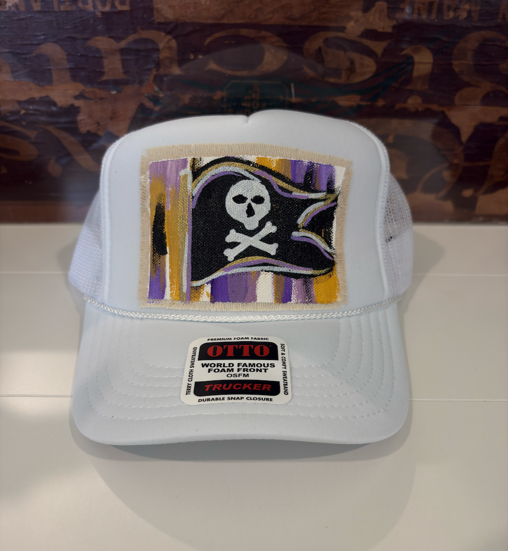 WHITE GAME DAY HAND PAINTED HAT